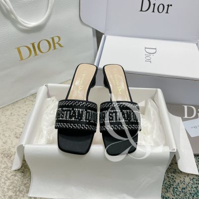 Dior23 silk diamond slippers – Replica