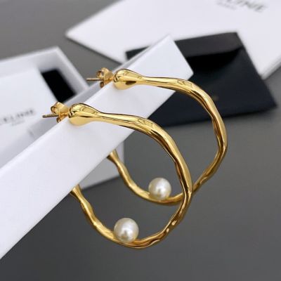 C Circle Single Bead Stud Earrings – Replica