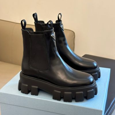 Prada Monolith Brushed Leather Boots – Replica