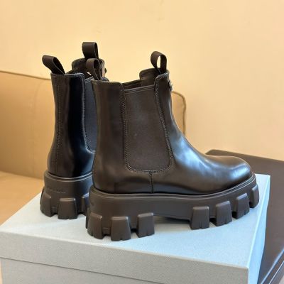 Prada Monolith Brushed Leather Boots – Replica