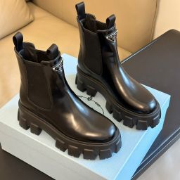 Prada Monolith Brushed Leather Boots – Replica